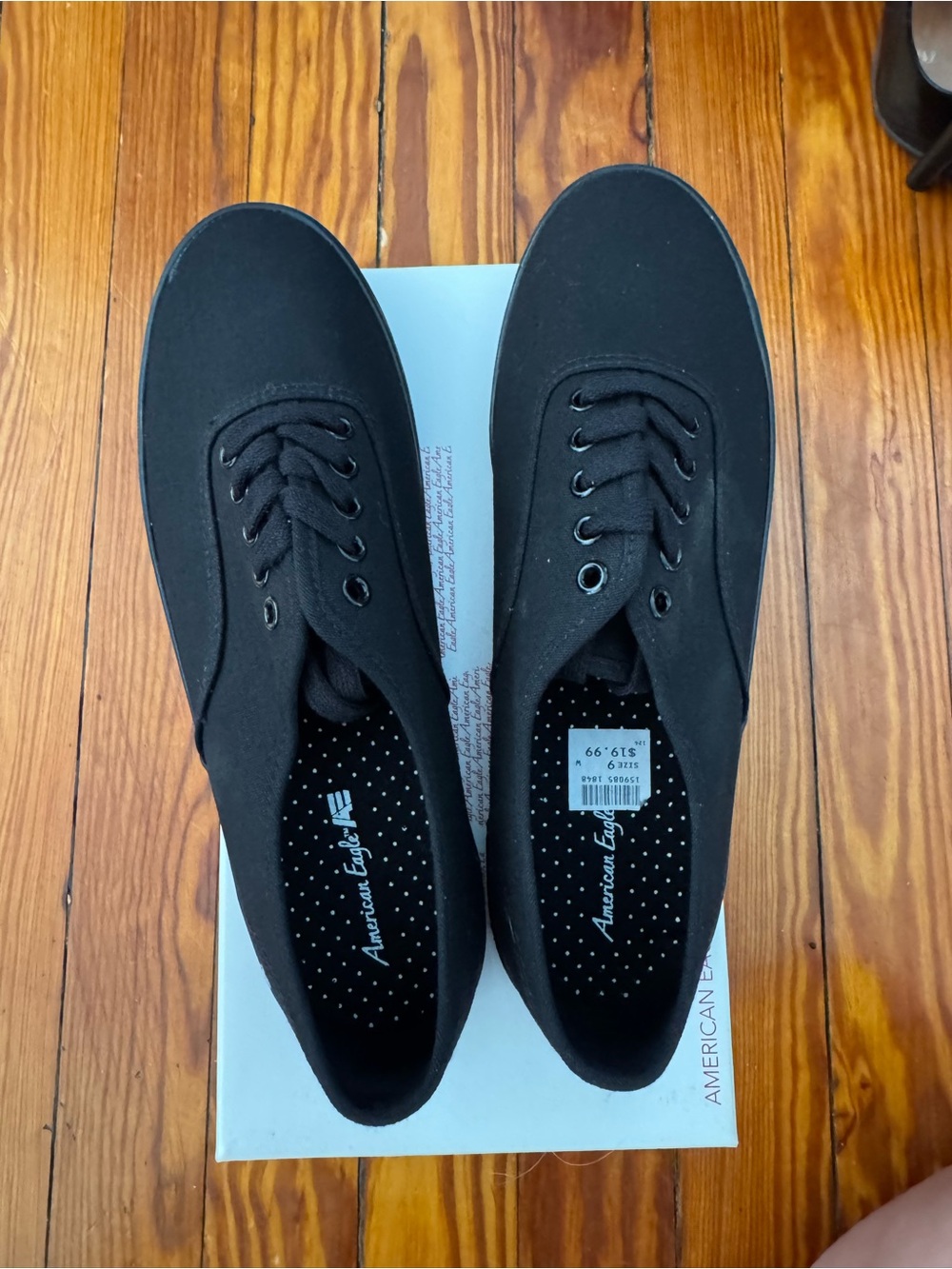 American Eagle By Payless Black Canvas Low-Top Lace-Up Sneakers